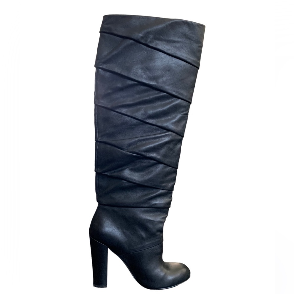 MODERN VINTAGE LEATHER KNEE HIGH TALL BOOTS 4" HEEL IT 36 EU (5.5 US)